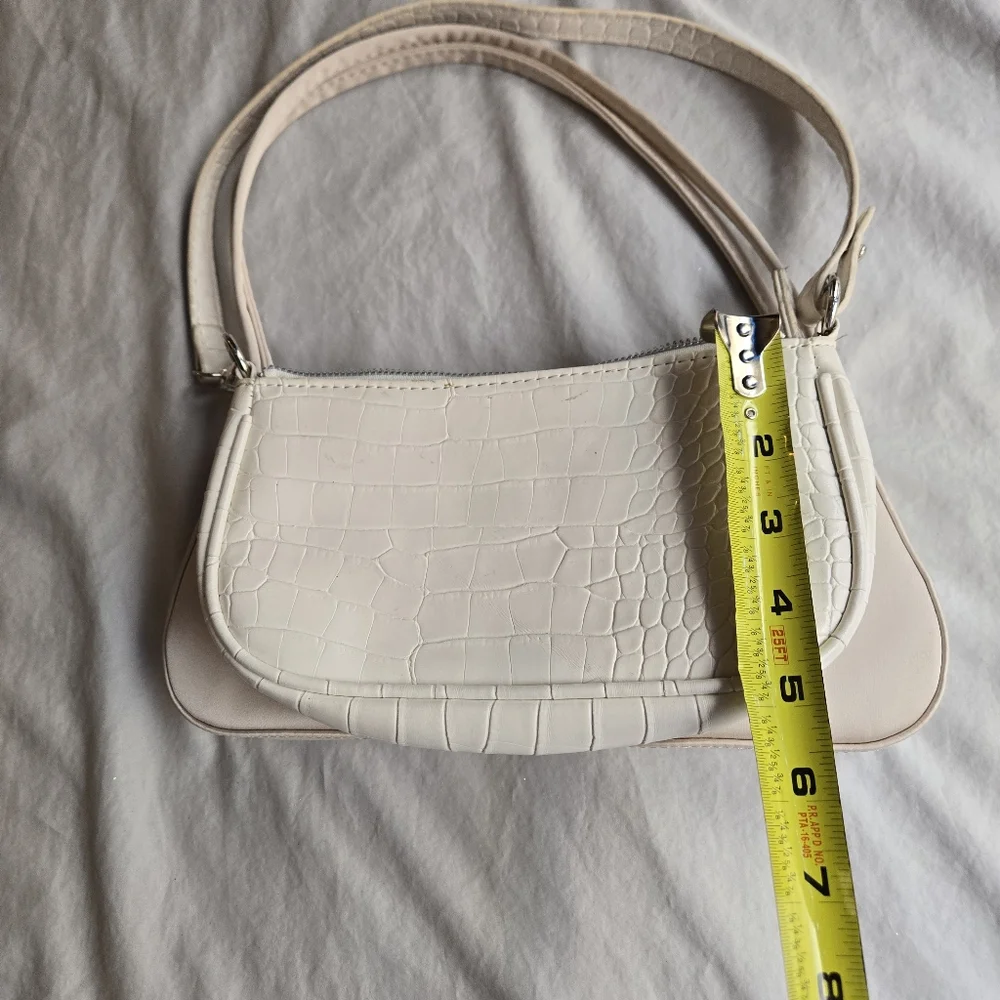 Set 2: Ivory Mini Purse shoulder bags - alligator & satin zip top 90s y2k - Picture 7 of 8
